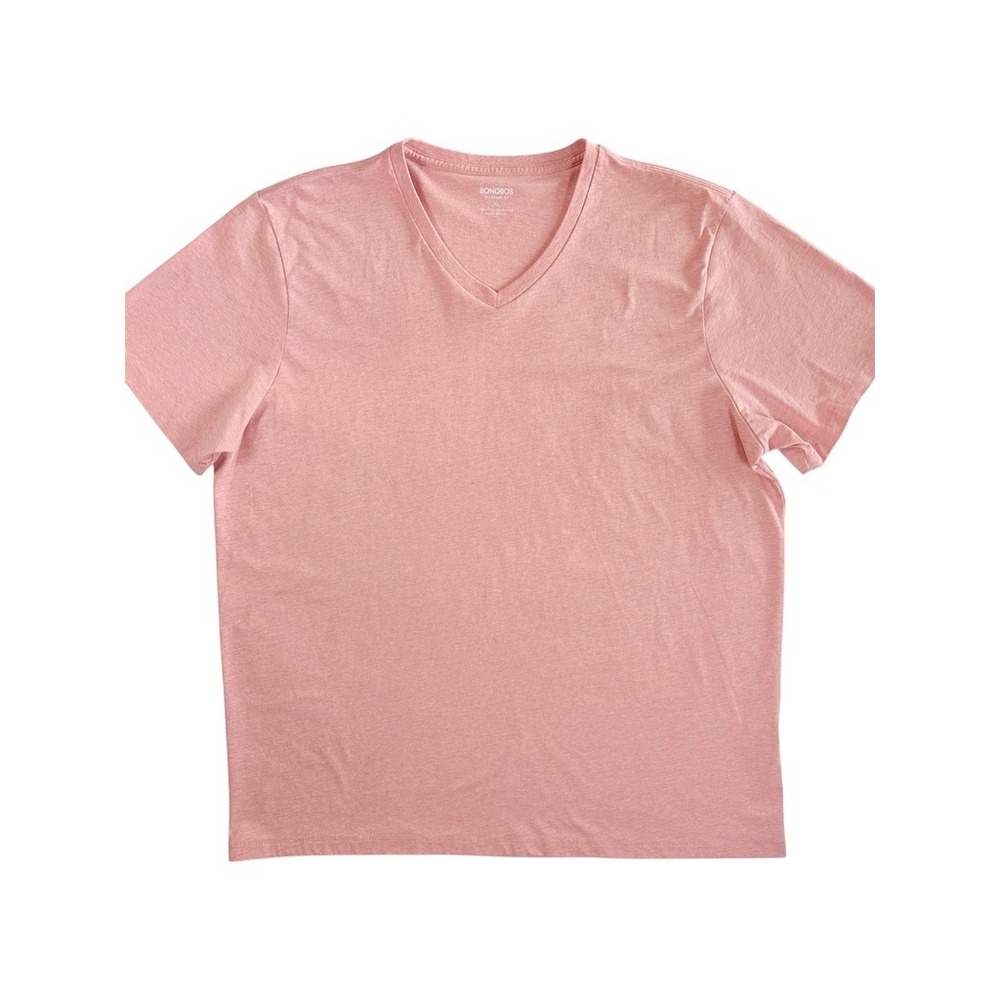 Bonobos V-Neck T-Shirt Mens XL Pink Heathered‎ Short Sleeve Standard Fit